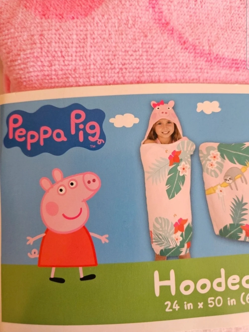 Peppa Pig Pink Hooded Towel with Bow